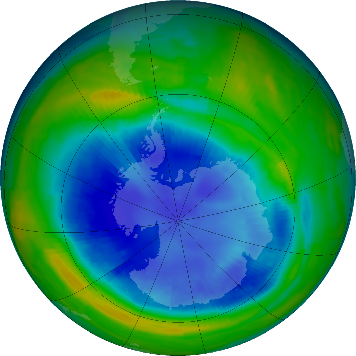 Antarctic ozone map for 29 August 1997